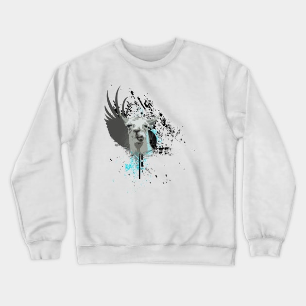 hi-fi llama Crewneck Sweatshirt by somatosis